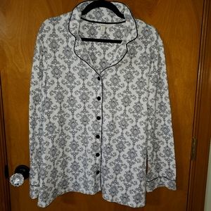 SOMA INTIMATES Women White & Black Damask Print Sleep Top XLARGE